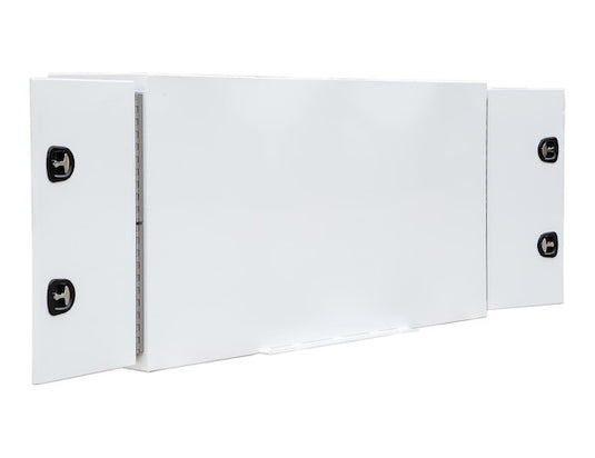 GLOSS WHITE STEEL STRAIGHT SIDE BACKPACK TRUCK TOOL BOX SERIES WITH FLAT FLOOR AND ADJUSTABLE SHELVING