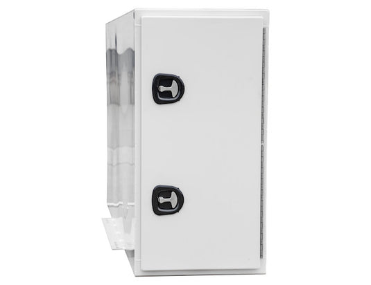 GLOSS WHITE STEEL STRAIGHT SIDE BACKPACK TRUCK TOOL BOX SERIES WITH FLAT FLOOR AND ADJUSTABLE SHELVING