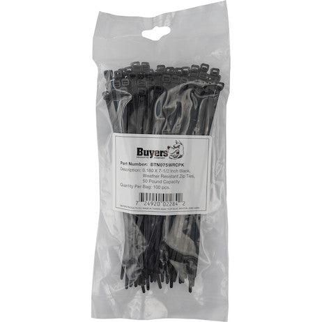 Load image into Gallery viewer, 0.180 x 7-1/2 Inch Black Weather Resistant Zip Ties - 50 Pound, 100 Pieces
