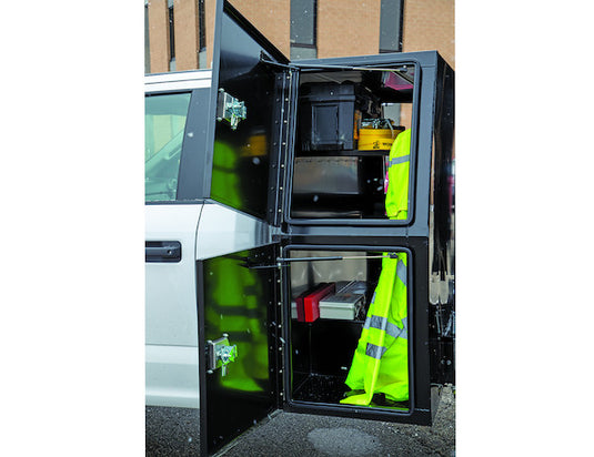 GLOSS BLACK STEEL BACKPACK TRUCK TOOL BOX SERIES WITH FLAT FLOOR AND COMPRESSION LATCHES