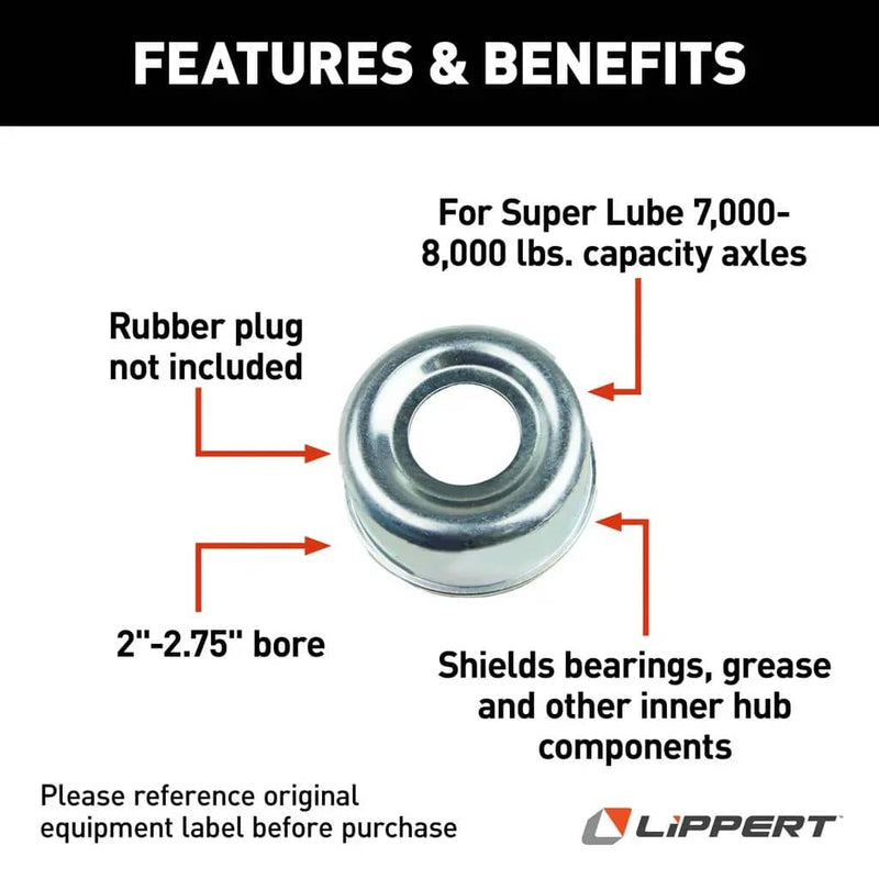 Load image into Gallery viewer, CURT Standard Press-In Dust Cap - 2.72" Diameter, 7,000-8,000-lb. Axles, Super Lube
