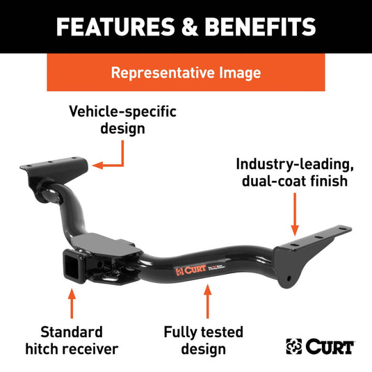 CURT Class 3 Hitch with 2-Inch Receiver — 2020-2026 Ford & Lincoln - CUR-13454 - Absolute Autoguard