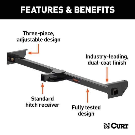 CURT Class 3/4 Adjustable RV Trailer Hitch with 2-Inch Receiver Up to 72" Frames - CUR-13704 - Absolute Autoguard
