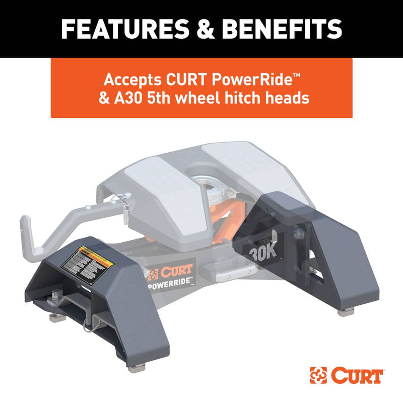 Load image into Gallery viewer, CURT Puck System 5th Wheel Legs (30K, Teridium Grey), 8' Bed with 5th Wheel Prep Package; Compatible with CURT PowerRide #16315 Only - 2020-2026 Chevrolet Silverado 2500 HD/3500 HD &amp; GMC Sierra 2500 HD/3500 HD
