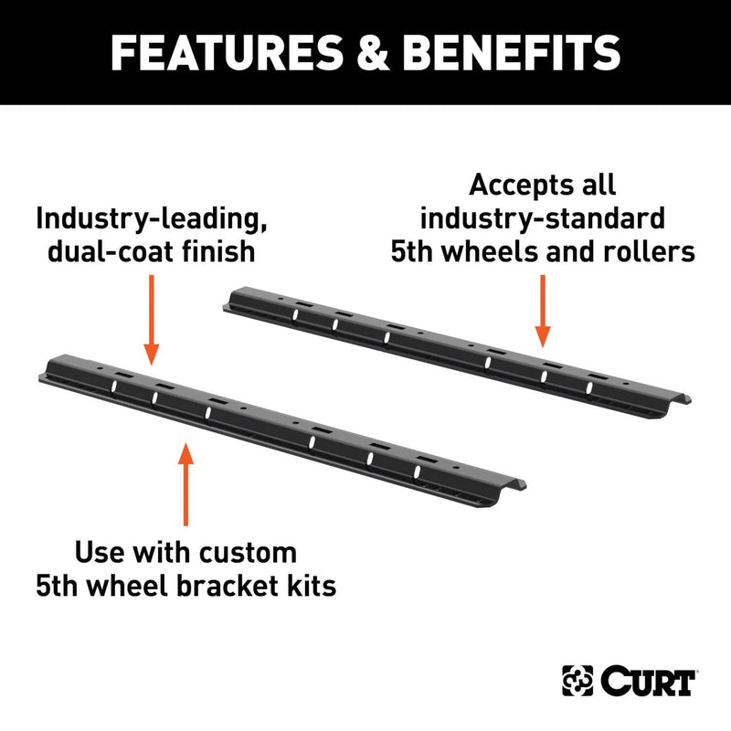 Load image into Gallery viewer, CURT Universal 5th Wheel Base Rails, 25K (Gloss Black, Part 16100)
