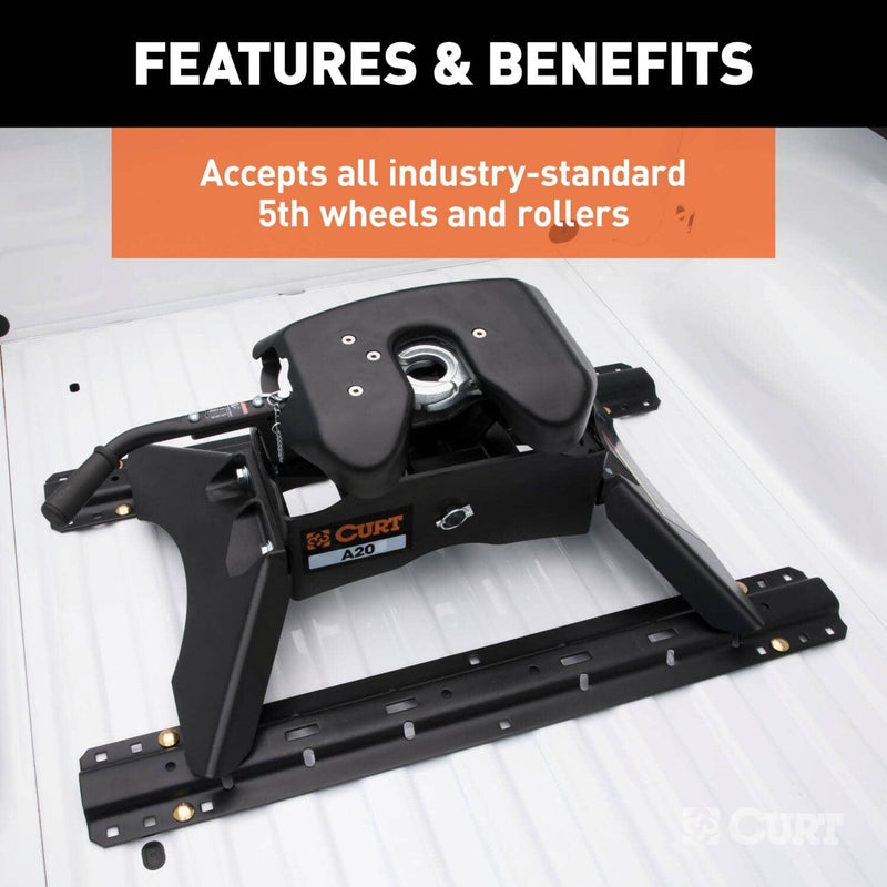 Load image into Gallery viewer, CURT Universal 5th Wheel Base Rails, 25K (Gloss Black, Part 16104)
