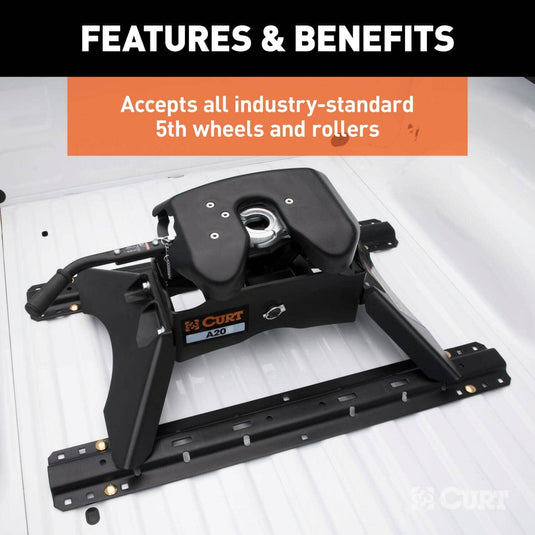 CURT Universal 5th Wheel Base Rails, 25K (Gloss Black, Part 16104)