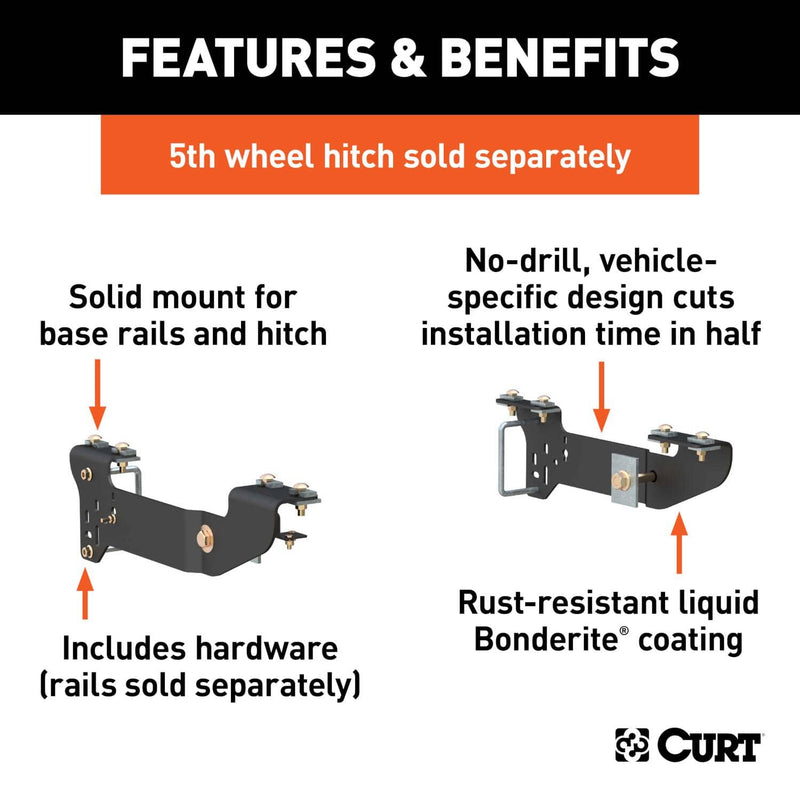 Load image into Gallery viewer, CURT Custom 5th Wheel Brackets, Excluding Denali (2007-2018 Sierra 1500) - 2007-2018 Chevrolet Silverado 1500 &amp; GMC Sierra 1500, 2019 Chevrolet Silverado 1500 LD &amp; GMC Sierra 1500 Limited
