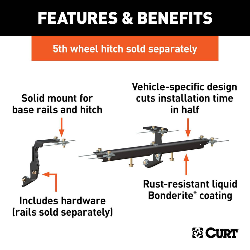 Load image into Gallery viewer, CURT Custom 5th Wheel Brackets (Drilling Required), With Factory Air Suspension - 2013-2017 Ram 1500
