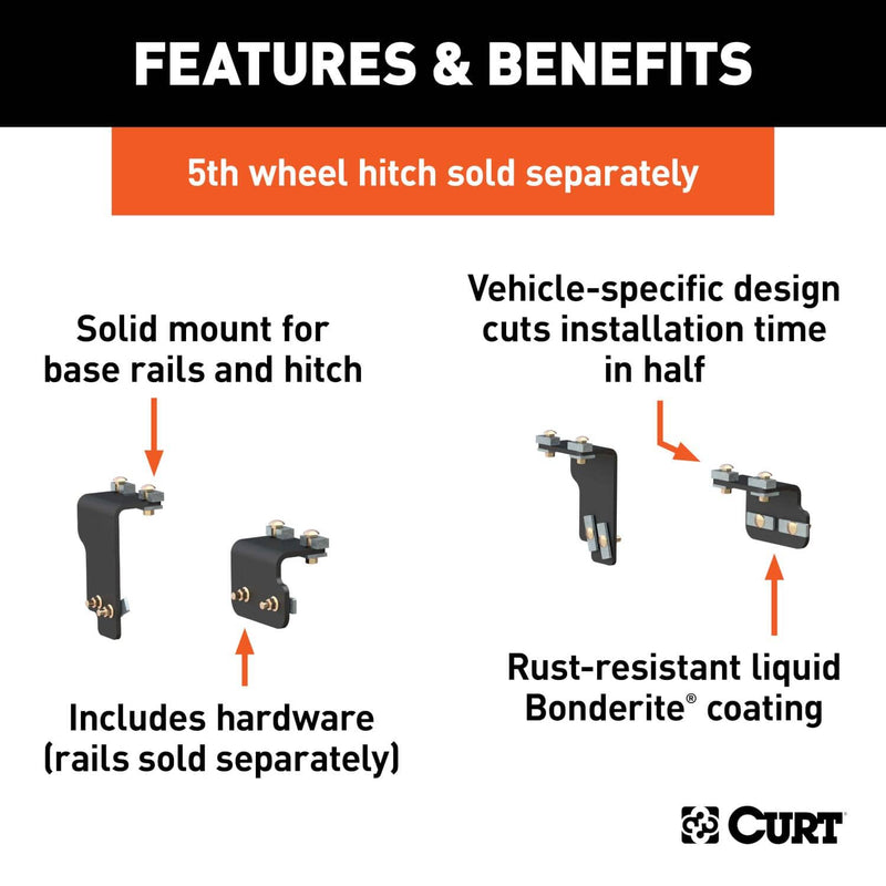 Load image into Gallery viewer, CURT Custom 5th Wheel Brackets (Drilling Required) - 2004-2015 &amp; 2017-2024 Nissan Titan
