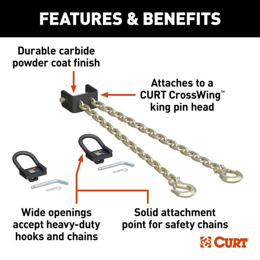 CURT CrossWing 5th Wheel Safety Chain Assembly with Rail Anchors