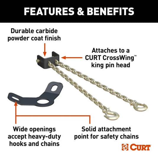 CURT CrossWing 5th Wheel Safety Chain Assembly with Gooseneck Anchor Plate
