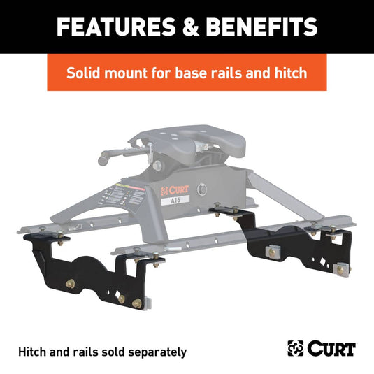 CURT Custom 5th Wheel Brackets, Excluding Police Responder or Raptor (2015-2021 F-150); Excluding Lightning, Police Responder or Raptor (2022-2026 F-150) - 2015-2026 Ford F-150