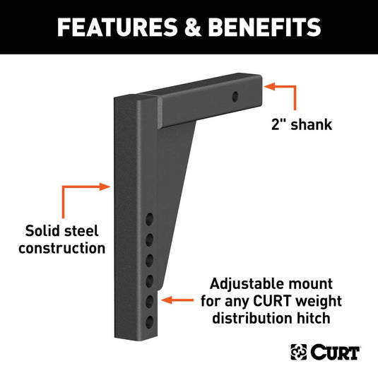 CURT Weight Distribution Shank (2" Shank, 8-3/4" Drop)