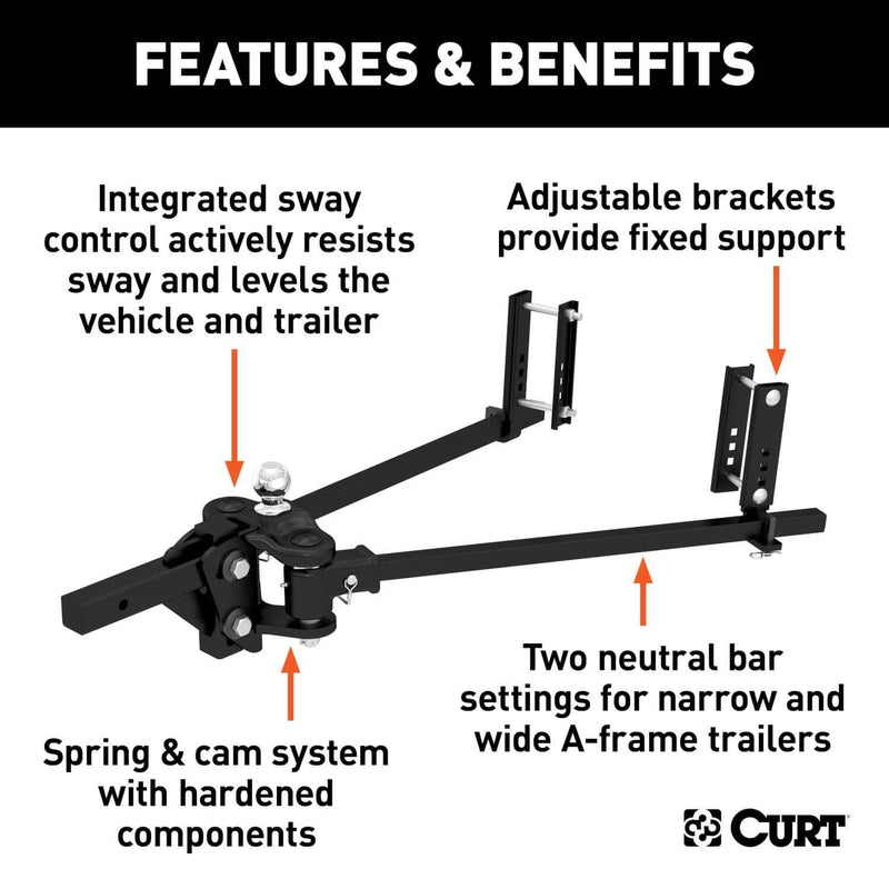 Load image into Gallery viewer, CURT TruTrack 4P Weight Distribution Hitch with 4x Sway Control, 10-15K
