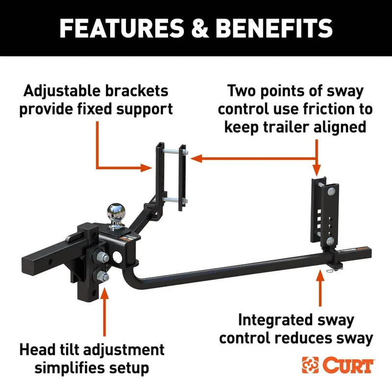 Load image into Gallery viewer, CURT TruTrack 2P Round Bar Weight Distribution Hitch with 2x Sway Control, 5-8K
