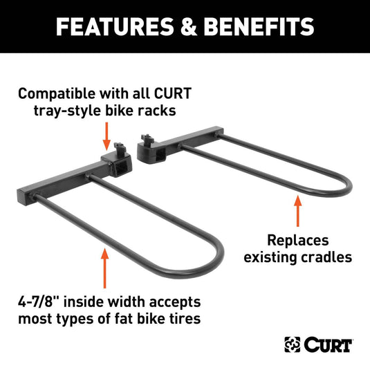 CURT Tray-Style Bike Rack Cradles for Fat Tires (4-7/8" ID, 2-Pack)
