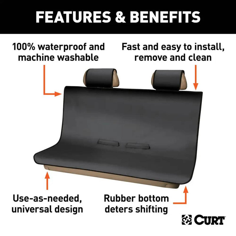 Load image into Gallery viewer, CURT Seat Defender 58" x 55" Removable Waterproof Black Bench Seat Cover
