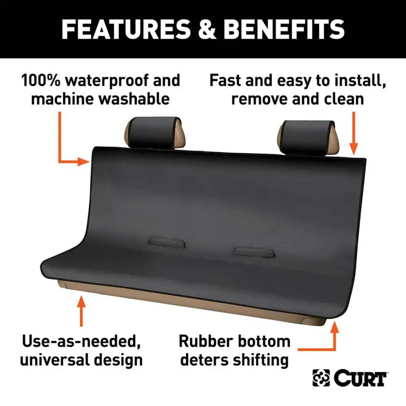 Load image into Gallery viewer, CURT Seat Defender 58" x 63" Removable Waterproof Black XL Bench Truck Seat Cover
