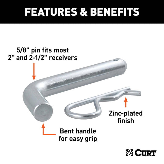 CURT 5/8" Hitch Pin (2" or 2-1/2" Receiver, Zinc)
