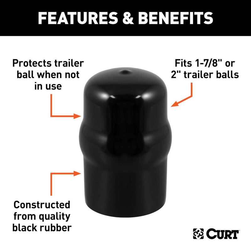 Load image into Gallery viewer, CURT Trailer Ball Cover (Fits 1-7/8" or 2" Balls, Black Polymer)
