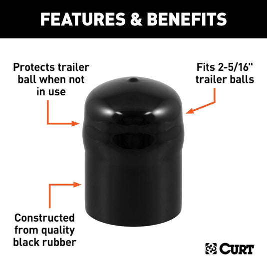 CURT Trailer Ball Cover (Fits 2-5/16" Balls, Black Rubber)