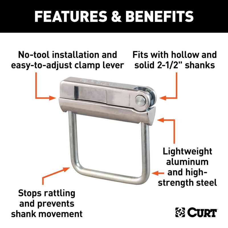 Load image into Gallery viewer, CURT No-Tool Anti-Rattle Hitch Clamp for 2-1/2" Receiver
