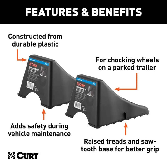 CURT Wheel Chock Set (Up to 17" Wide Wheels)