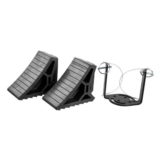 CURT HD Wheel Chocks 2-Pack with Mounting Bracket