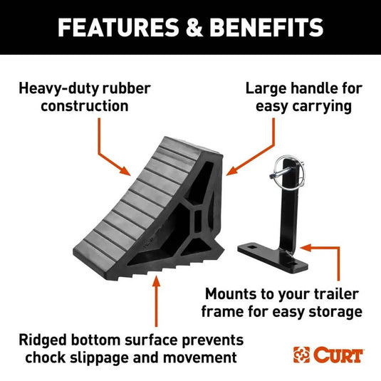 CURT HD Wheel Chock with Mounting Bracket