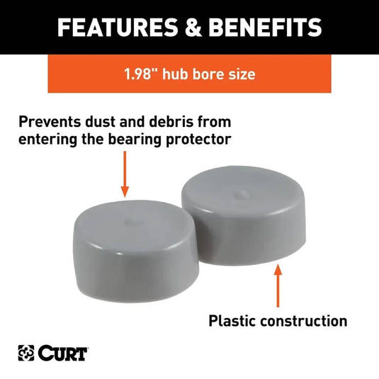 CURT 1.98" Bearing Protector Dust Covers (2-Pack)