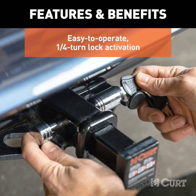 Load image into Gallery viewer, CURT 1/2" Hitch Lock (1-1/4" Receiver, Barbell, Chrome)
