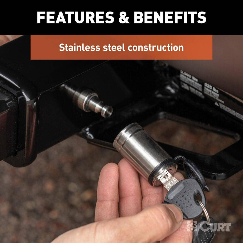 Load image into Gallery viewer, CURT 5/8" Hitch Lock (2" Receiver, Barbell, Stainless)

