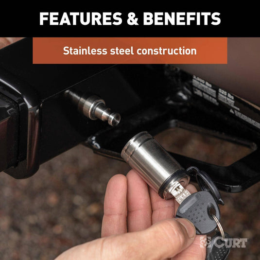CURT 5/8" Hitch Lock (2" Receiver, Barbell, Stainless)