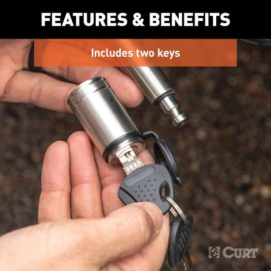 CURT 5/8" Hitch Lock (2" Receiver, Barbell, Stainless)