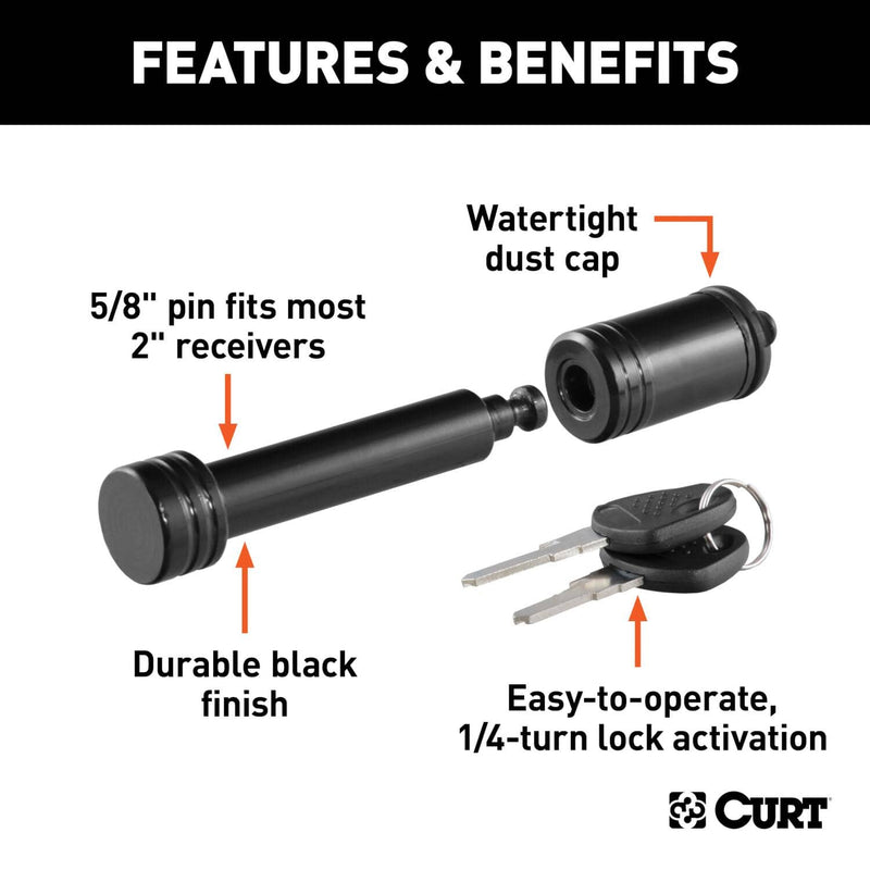 Load image into Gallery viewer, CURT 5/8" Hitch Lock (2" Receiver, Barbell, Black)
