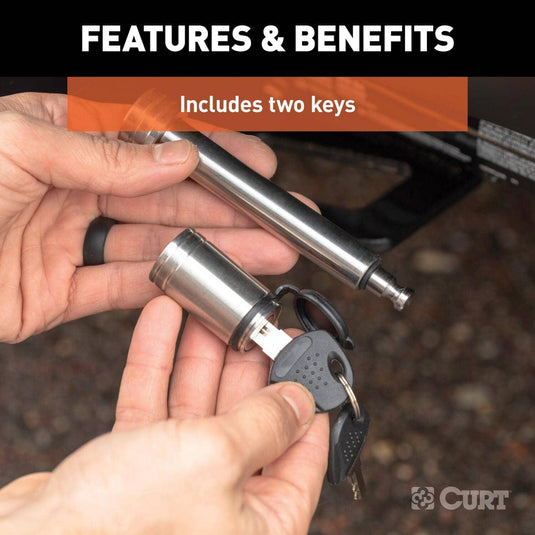CURT 5/8" Hitch Lock (2" or 2-1/2" Receiver, Barbell, Stainless)