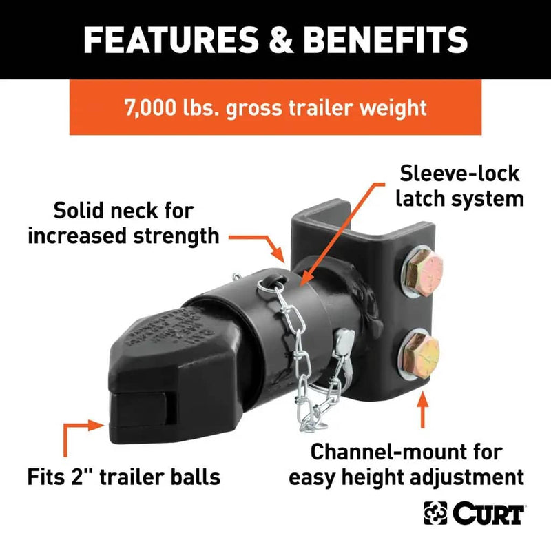 Load image into Gallery viewer, CURT 2" Channel-Mount Coupler with Sleeve-Lock (7,000 lb, Black)
