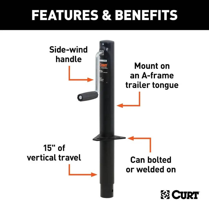 Load image into Gallery viewer, CURT A-Frame Jack with Side Handle (2,000 lb, 14-1/2" Travel)
