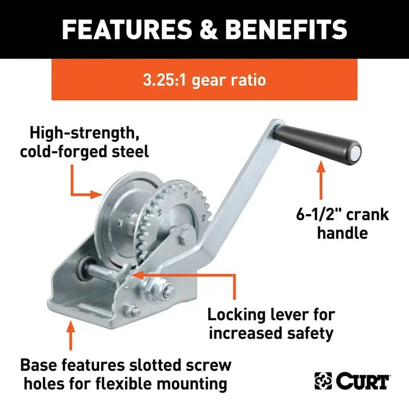 Load image into Gallery viewer, CURT Hand Crank Winch (900 lb, 6-1/2" Handle)
