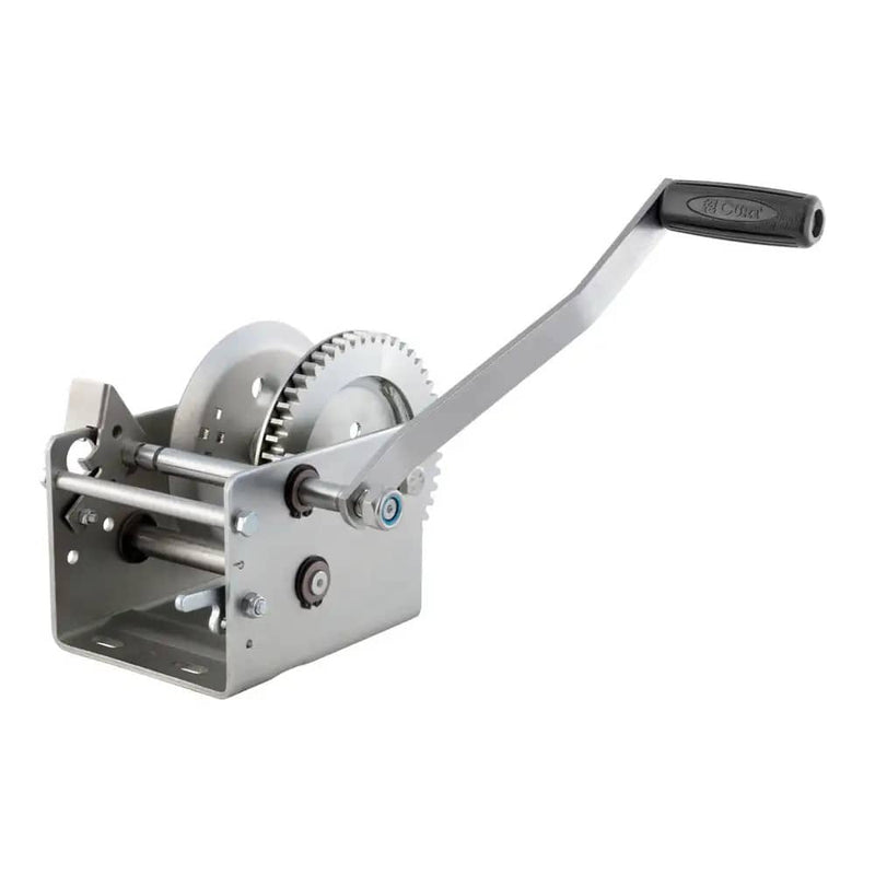 Load image into Gallery viewer, CURT Hand-Crank 2-Speed Winch, 2,600 lb, 12.7:1 Low Gear Ratio, 10.6" Handle
