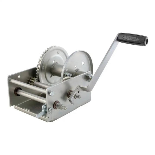 CURT Hand-Crank 2-Speed Winch, 3,800 lb, 15.8:1 Low Gear Ratio, 9.6" Handle