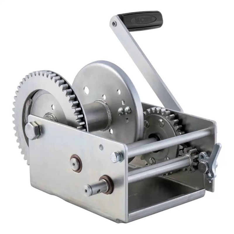 Load image into Gallery viewer, CURT Hand-Crank 2-Speed Winch, 3,800 lb, 15.8:1 Low Gear Ratio, 9.6" Handle
