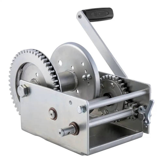 CURT Hand-Crank 2-Speed Winch, 3,800 lb, 15.8:1 Low Gear Ratio, 9.6" Handle