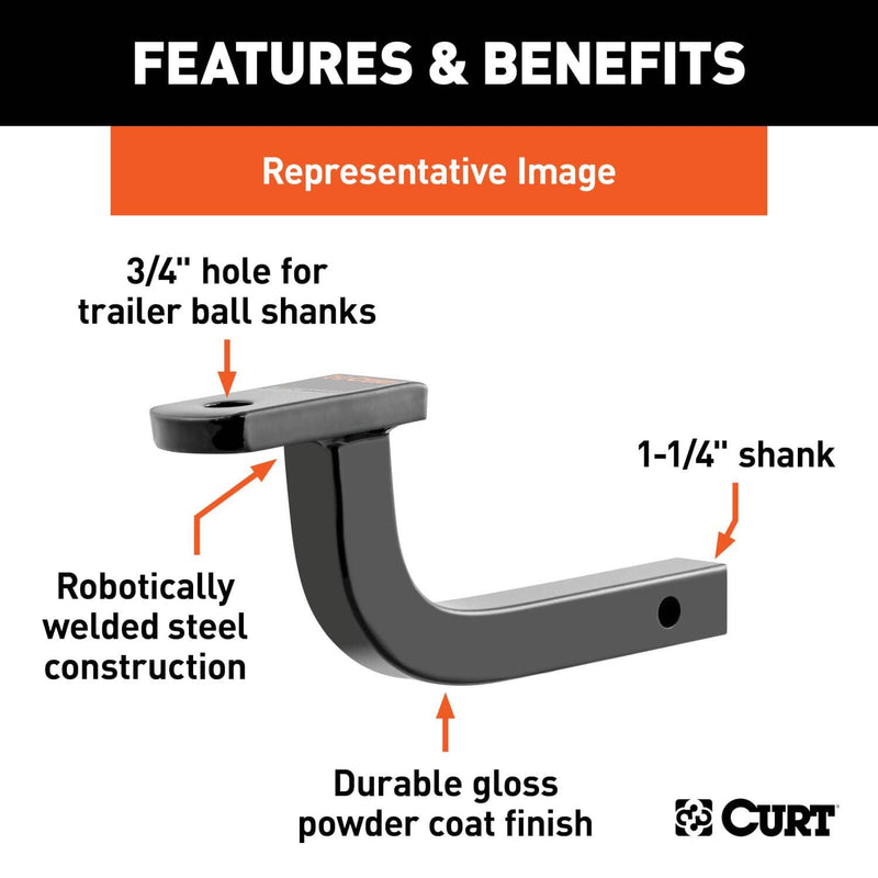 Load image into Gallery viewer, CURT Class 2 Ball Mount (1-1/4" Shank, 3,500 lb, 3-7/8" Rise, 13-1/2" Long)
