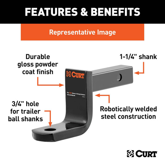CURT Class 2 Ball Mount (1-1/4" Shank, 3,500 lb, 3-1/4" Drop, 9-3/8" Long)
