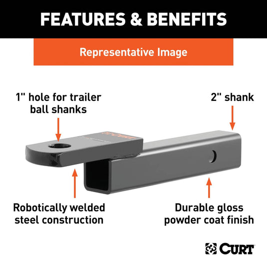 CURT Class 3 Ball Mount (2" Shank, 7,500 lb, 2" Drop, 10-1/4" Long, Part 45020)