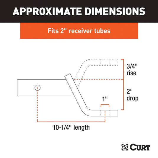 CURT Class 3 Ball Mount (2" Shank, 7,500 lb, 2" Drop, 10-1/4" Long, Part 45040)