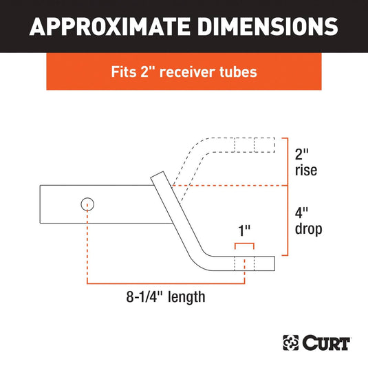 CURT Class 3 Ball Mount (2" Shank, 7,500 lb, 4" Drop, 8-1/4" Long)