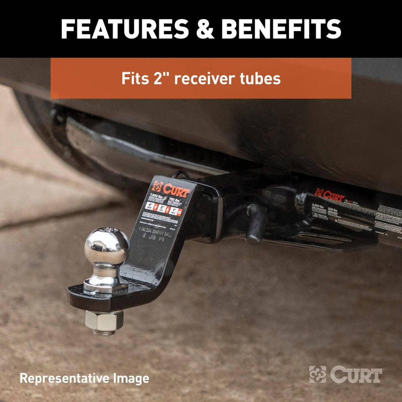 Load image into Gallery viewer, CURT Loaded Ball Mount with 2" Ball (2" Shank, 7,500 lb, 4" Drop)
